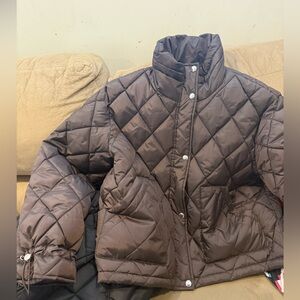 Sam Edelman Dark Brown Quilted Puffer Jacket Large